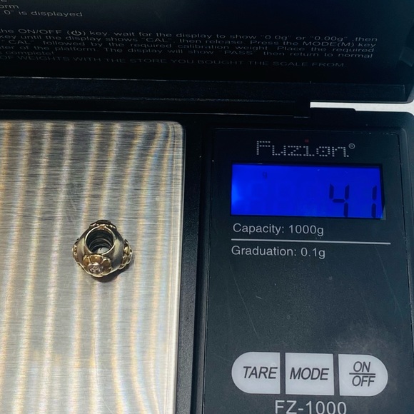 EUC Pandora Q790207CZ Sterling Silver & 14k Gold Raised Flower w/ Clear CZ Charm - Picture 11 of 11